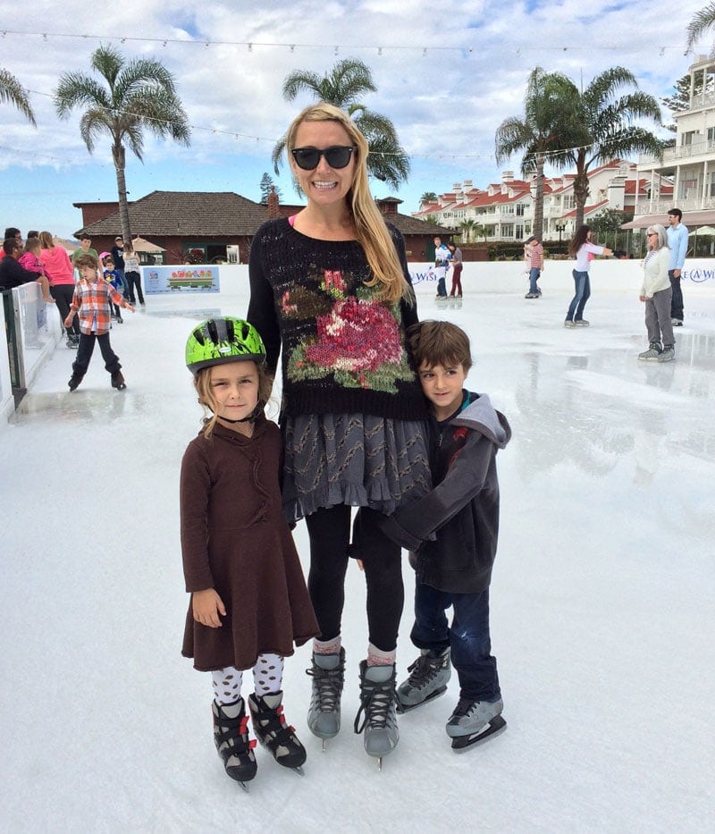 mom and kids ice skating