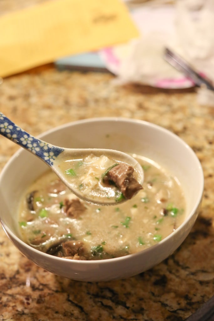 flank steak in soup bowl