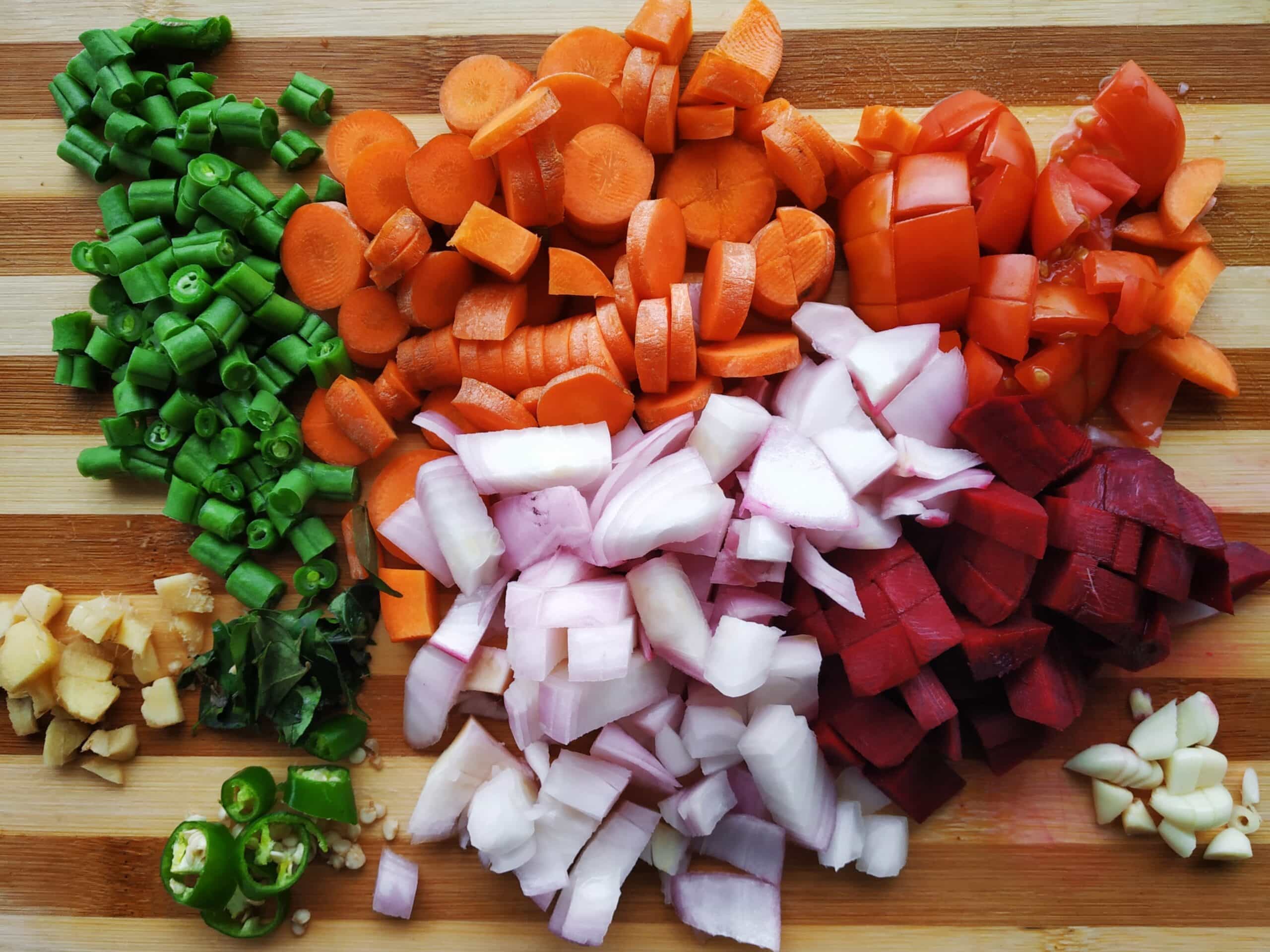 chopped veggies