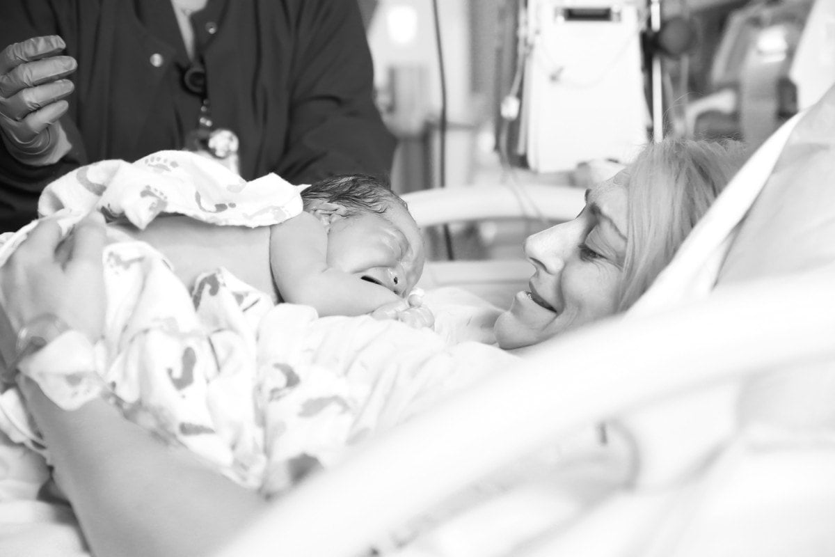 mom holding newborn