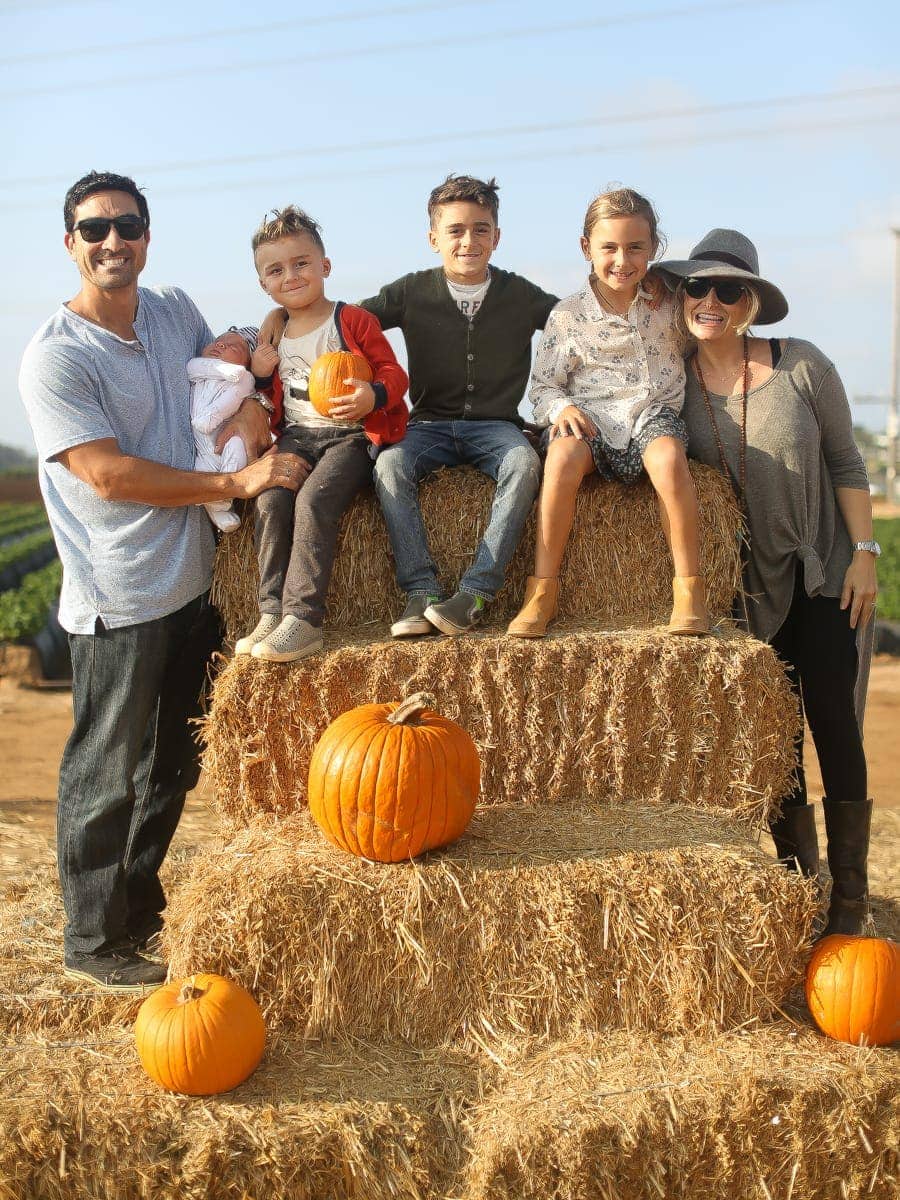 family at pumpkin patch