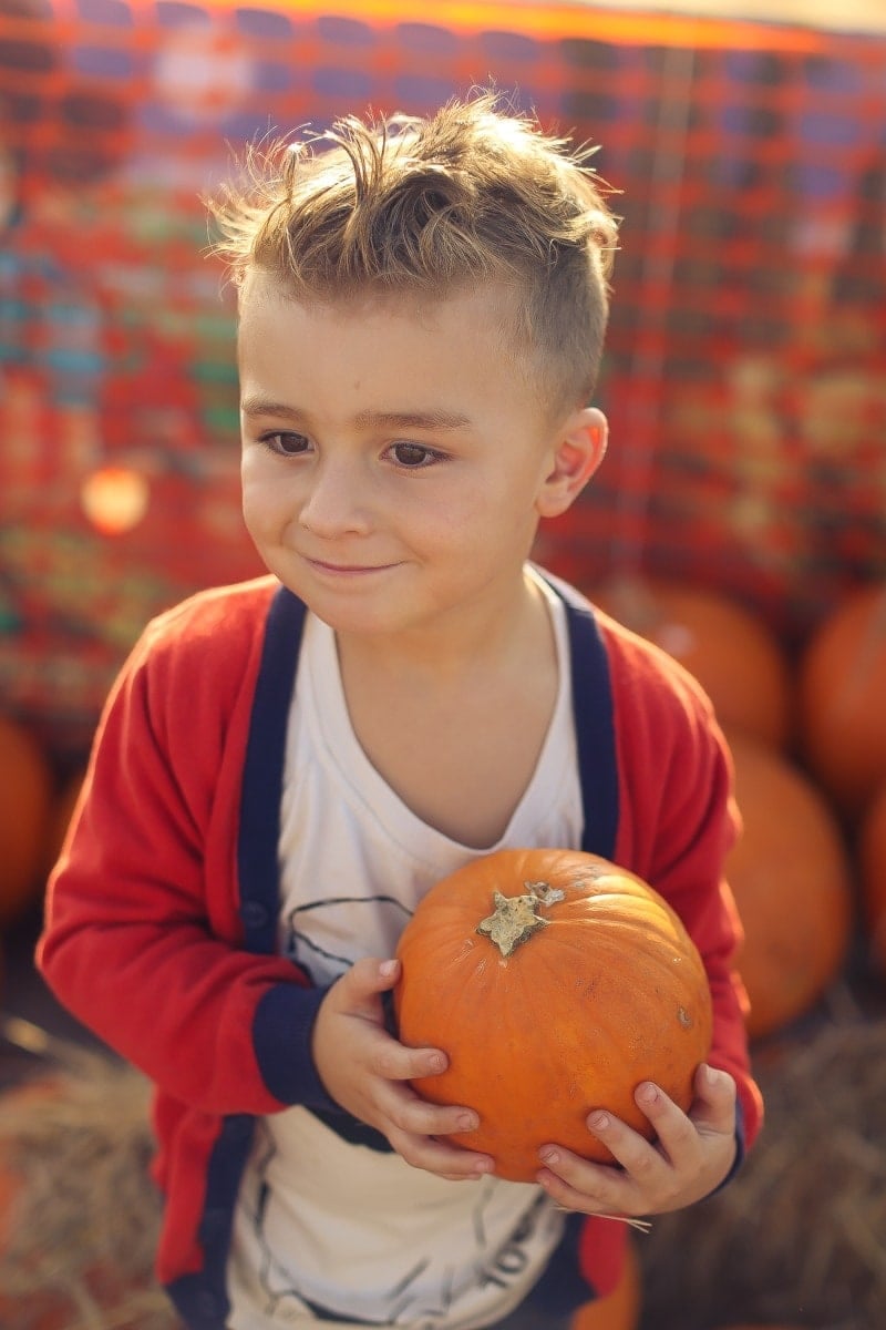 boy with pumpkin