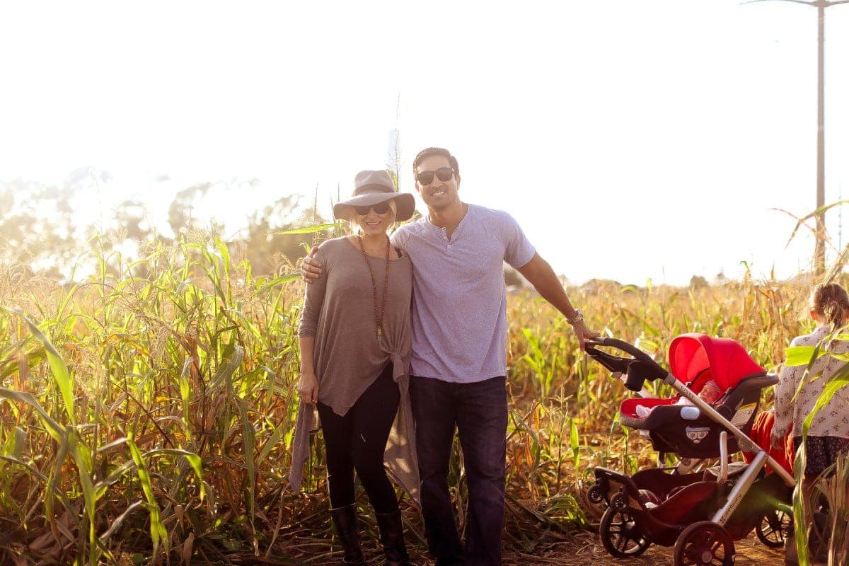 couple in corn maze