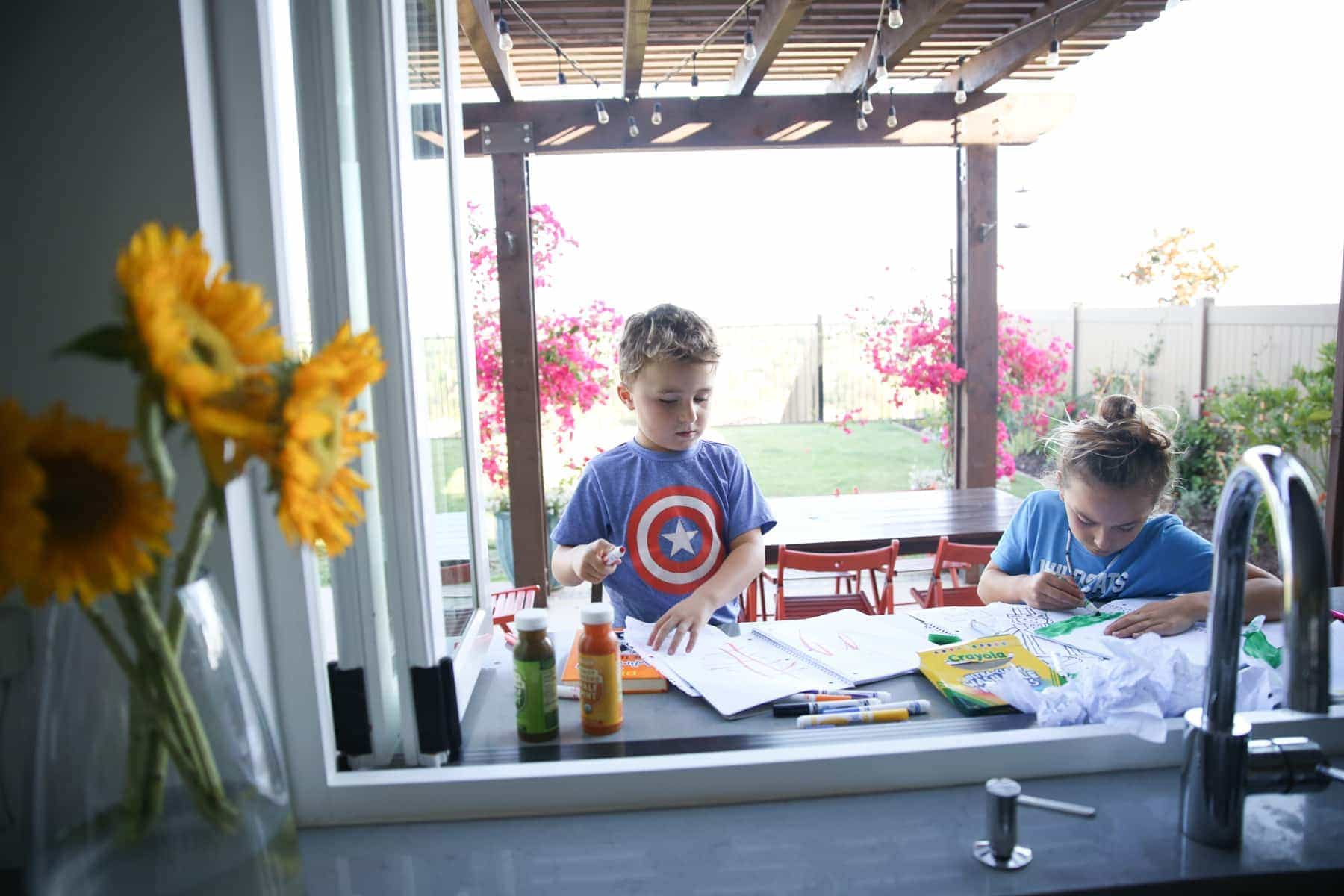 kids doing crafts outside