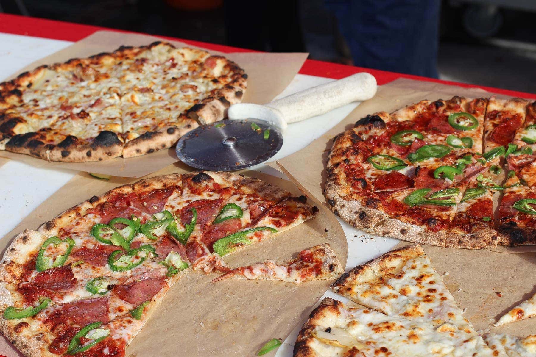 pizzas on table