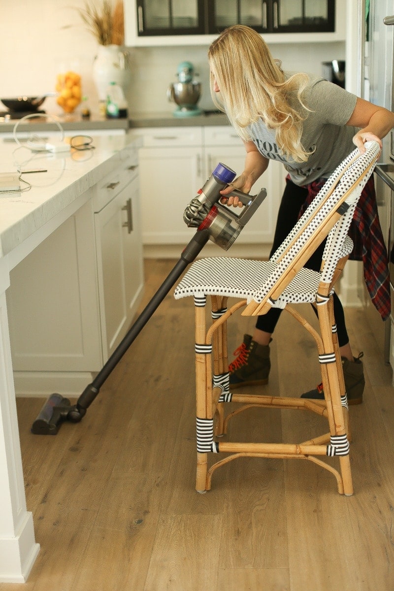 woman vacuuming