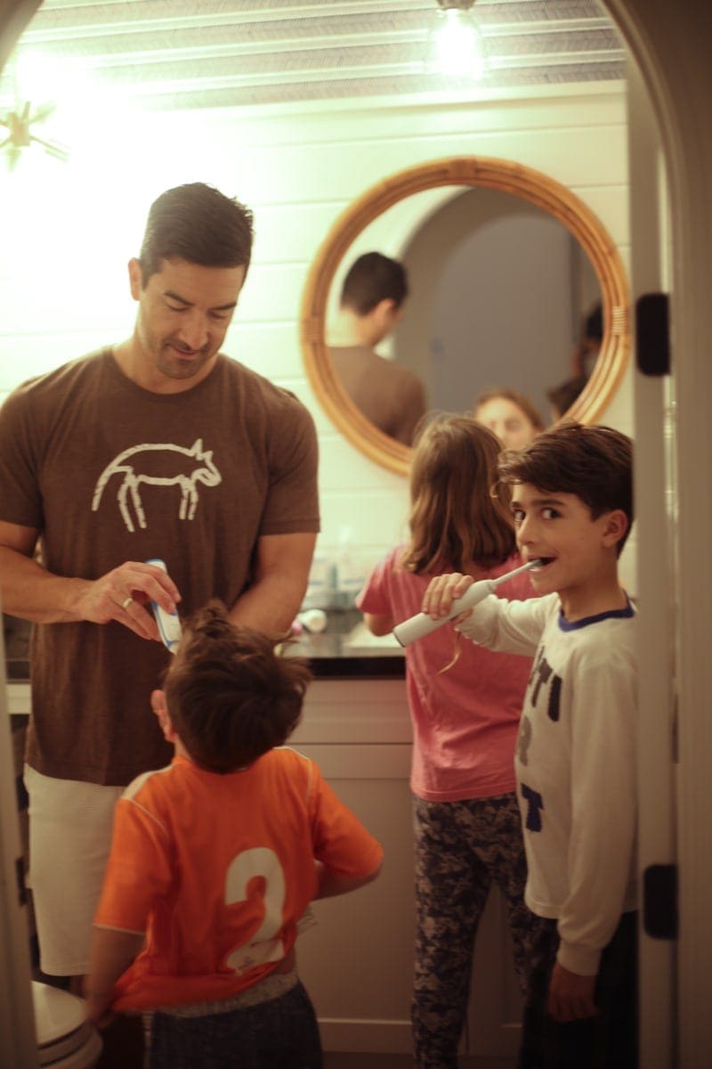 dad brushing teeth