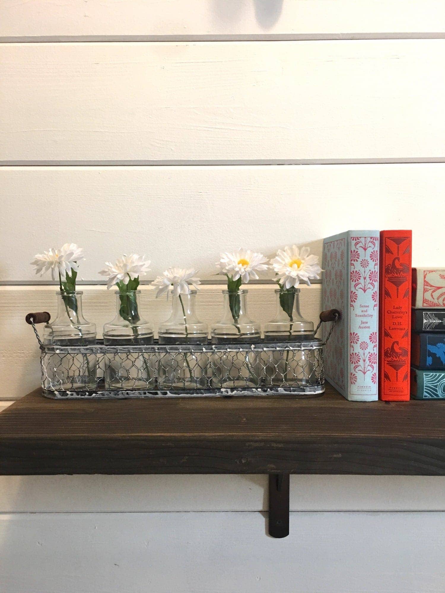 glass jars with flowers