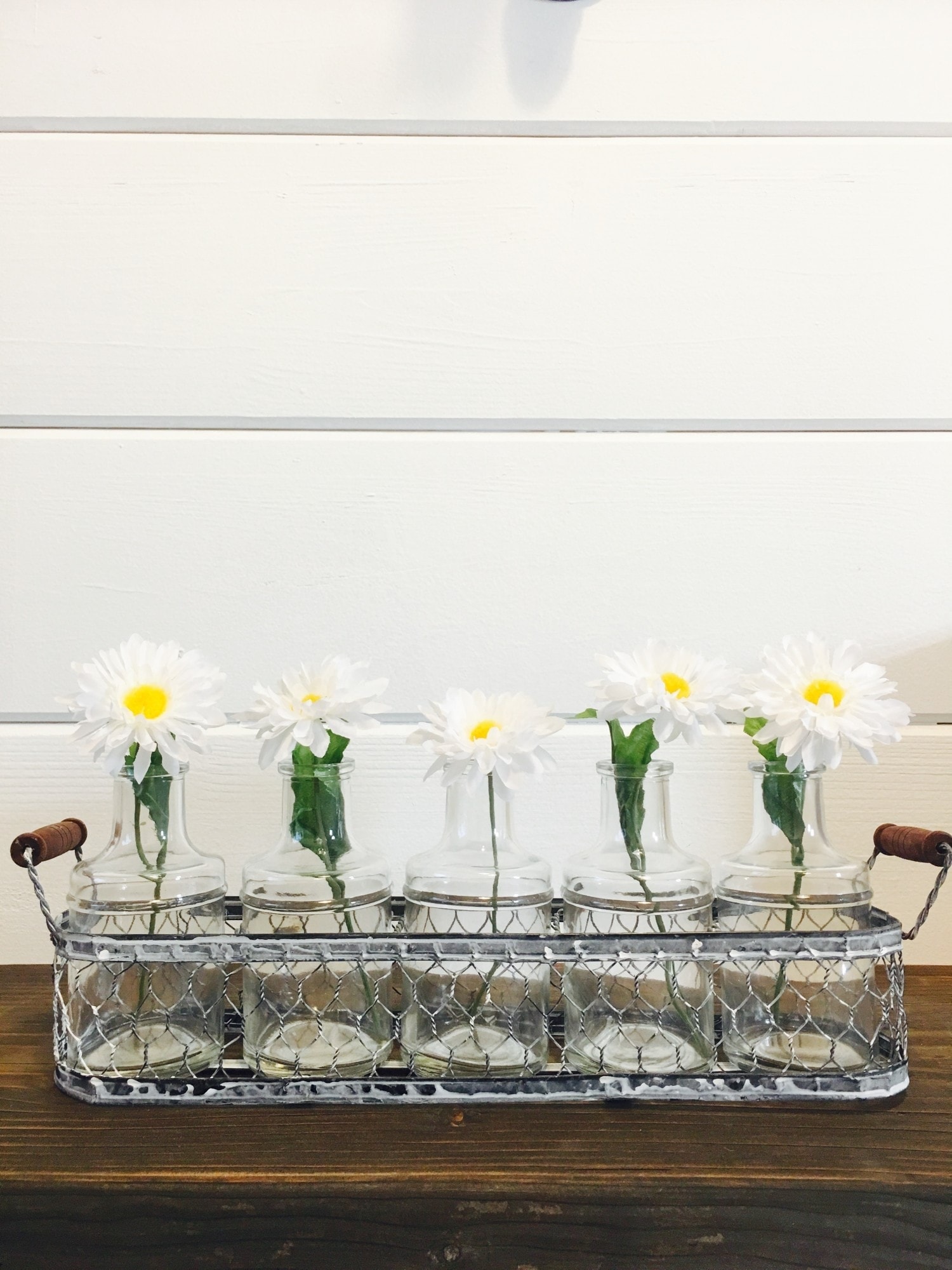 glass jars with flowers