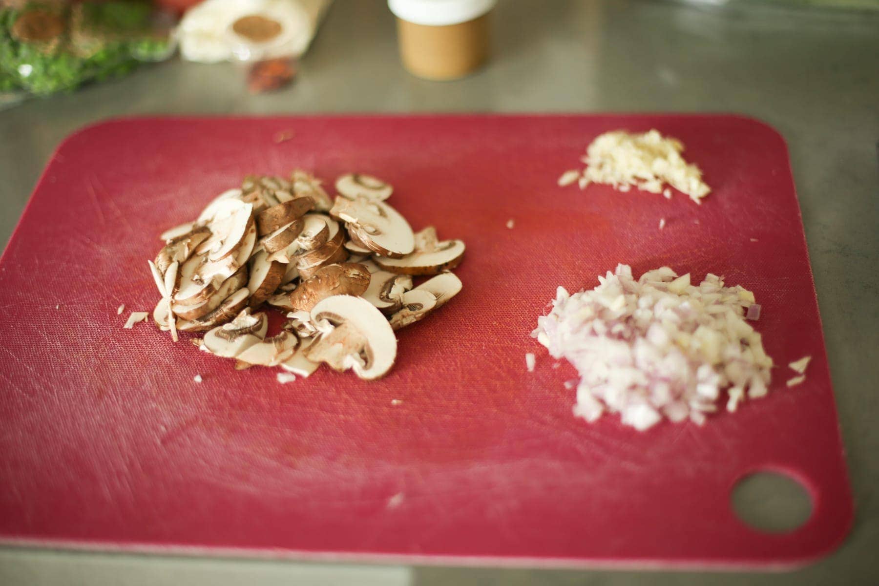 mushrooms on cutting board