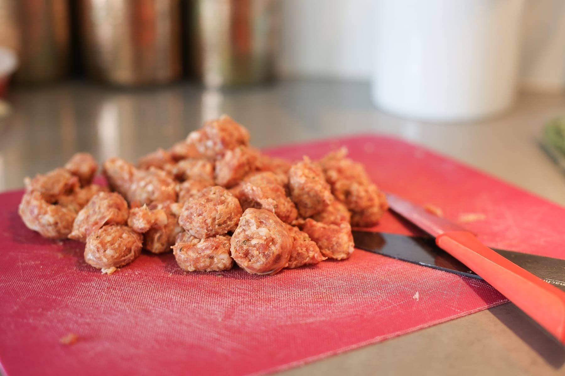 sausage on cutting board