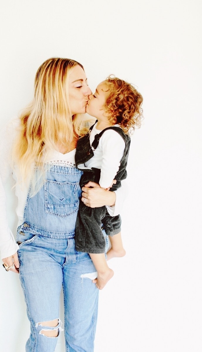 Mommy and baby twinning in overalls