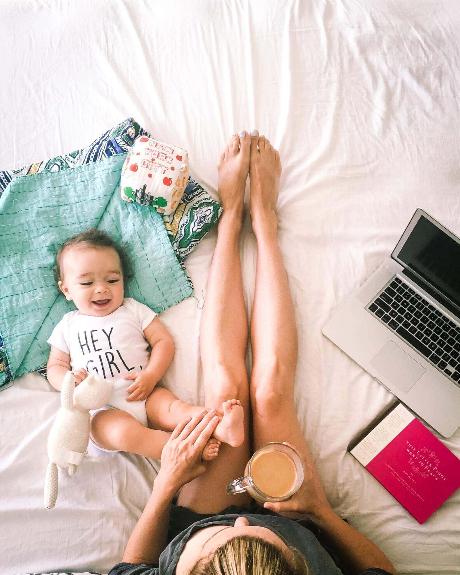 working mom with baby