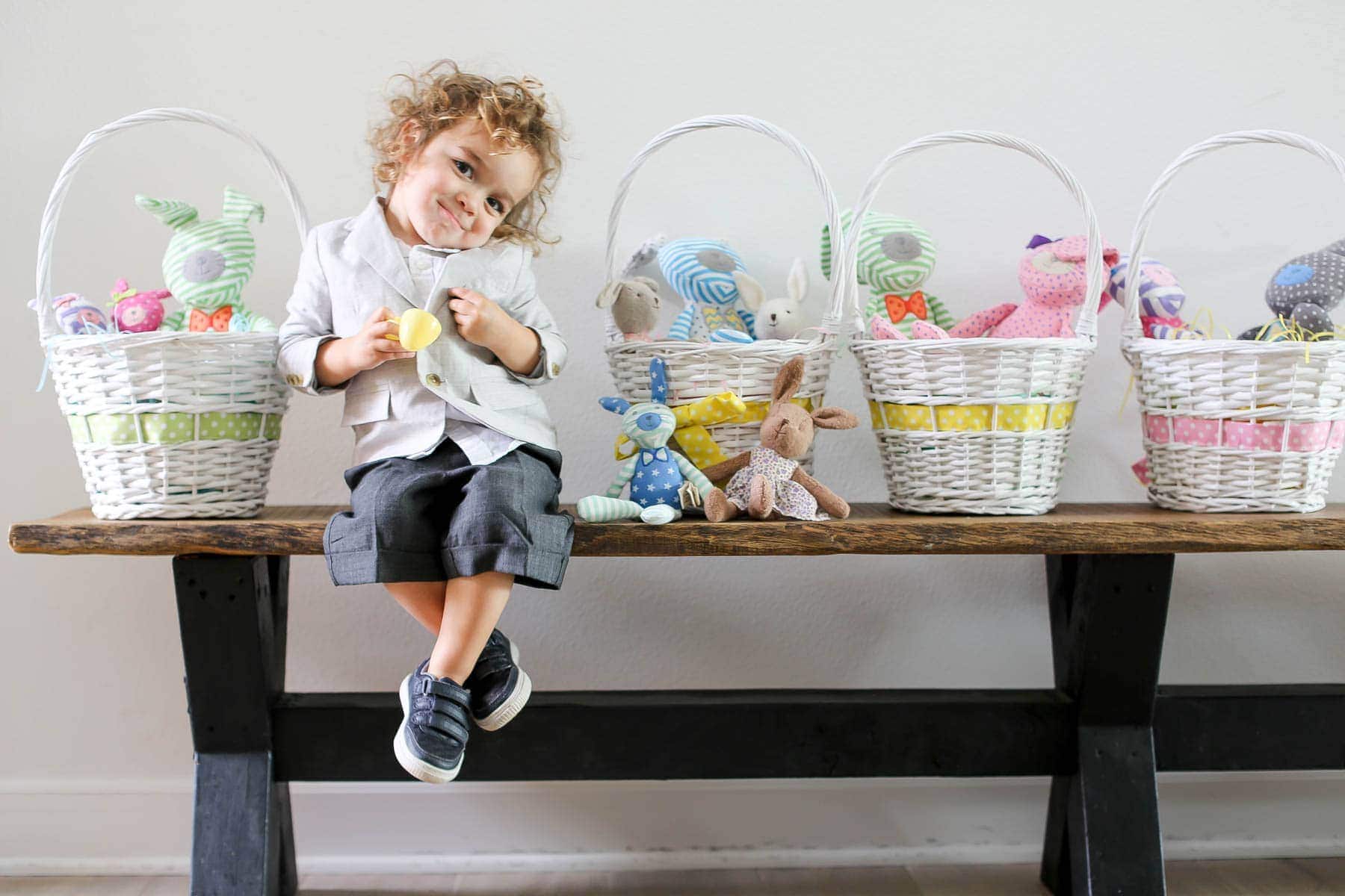 child with easter baskets