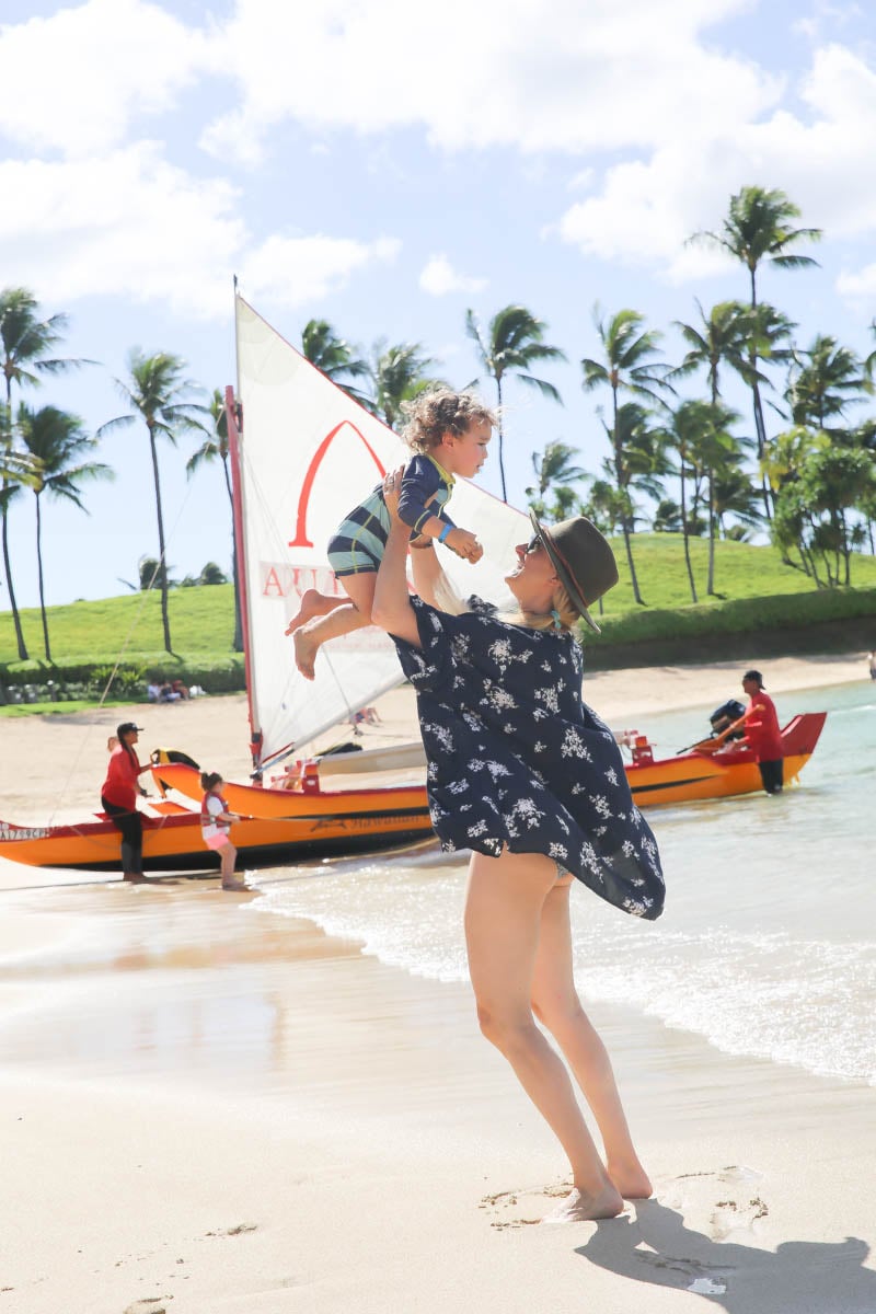 beach mother and baby