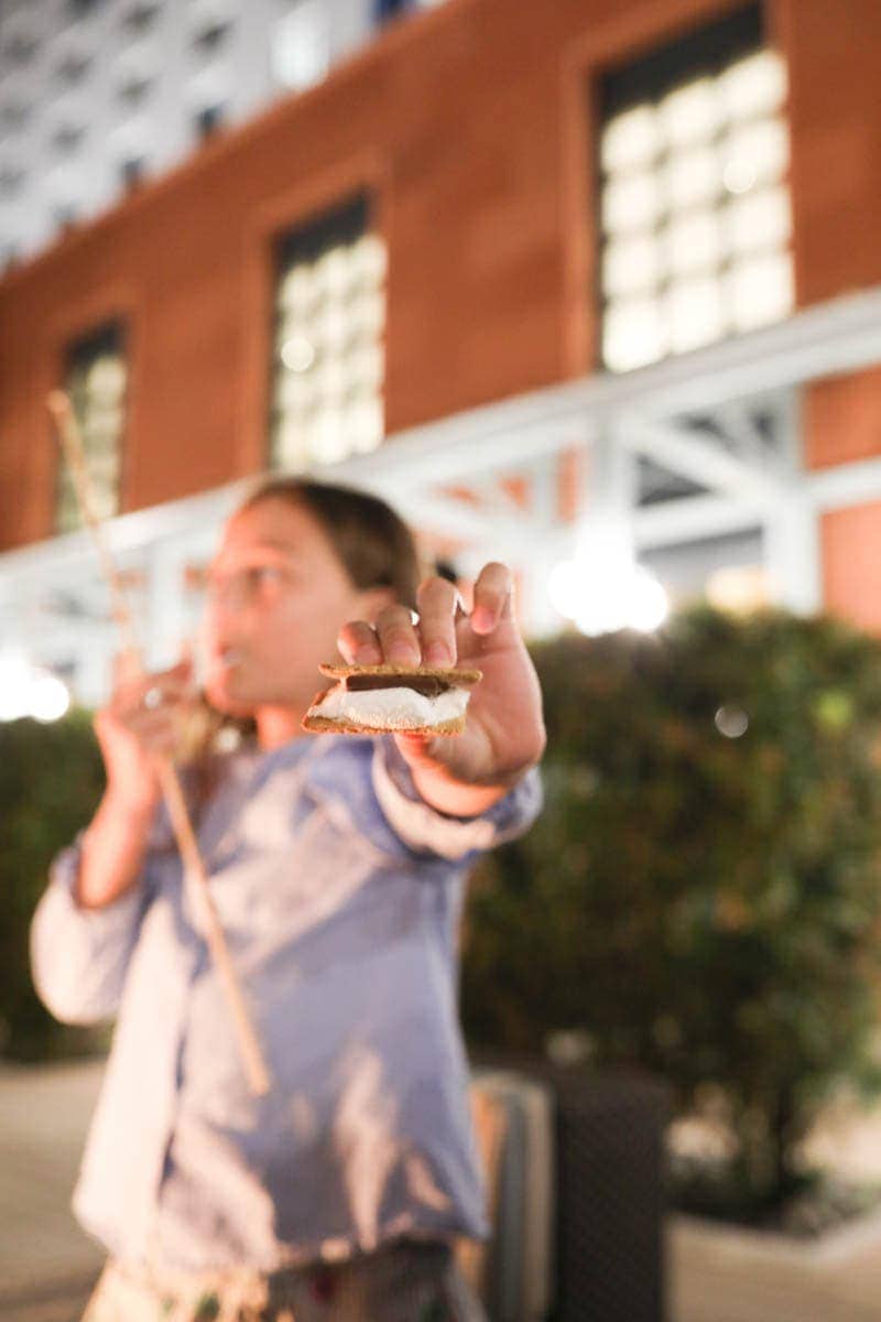 Kid Holding S'mores #citygirlgonemom #hyattregency #lajollasandiego #lajolla