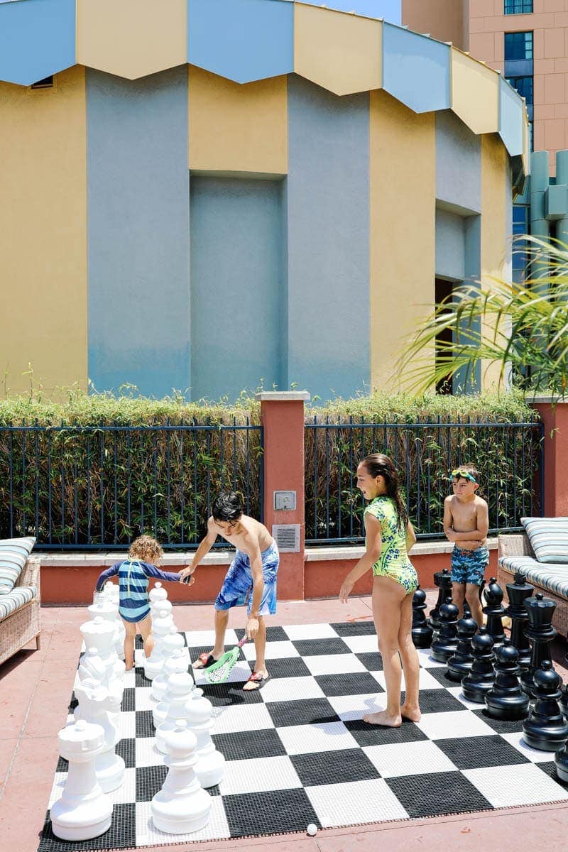 Children Playing Big Chess Outdoor #citygirlgonemom #hyattregency #lajollasandiego #lajolla