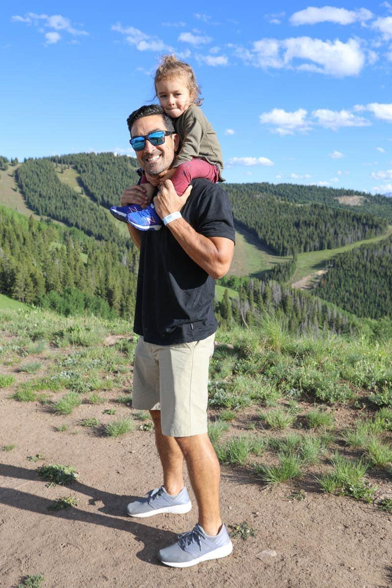 dad and baby in sneakers