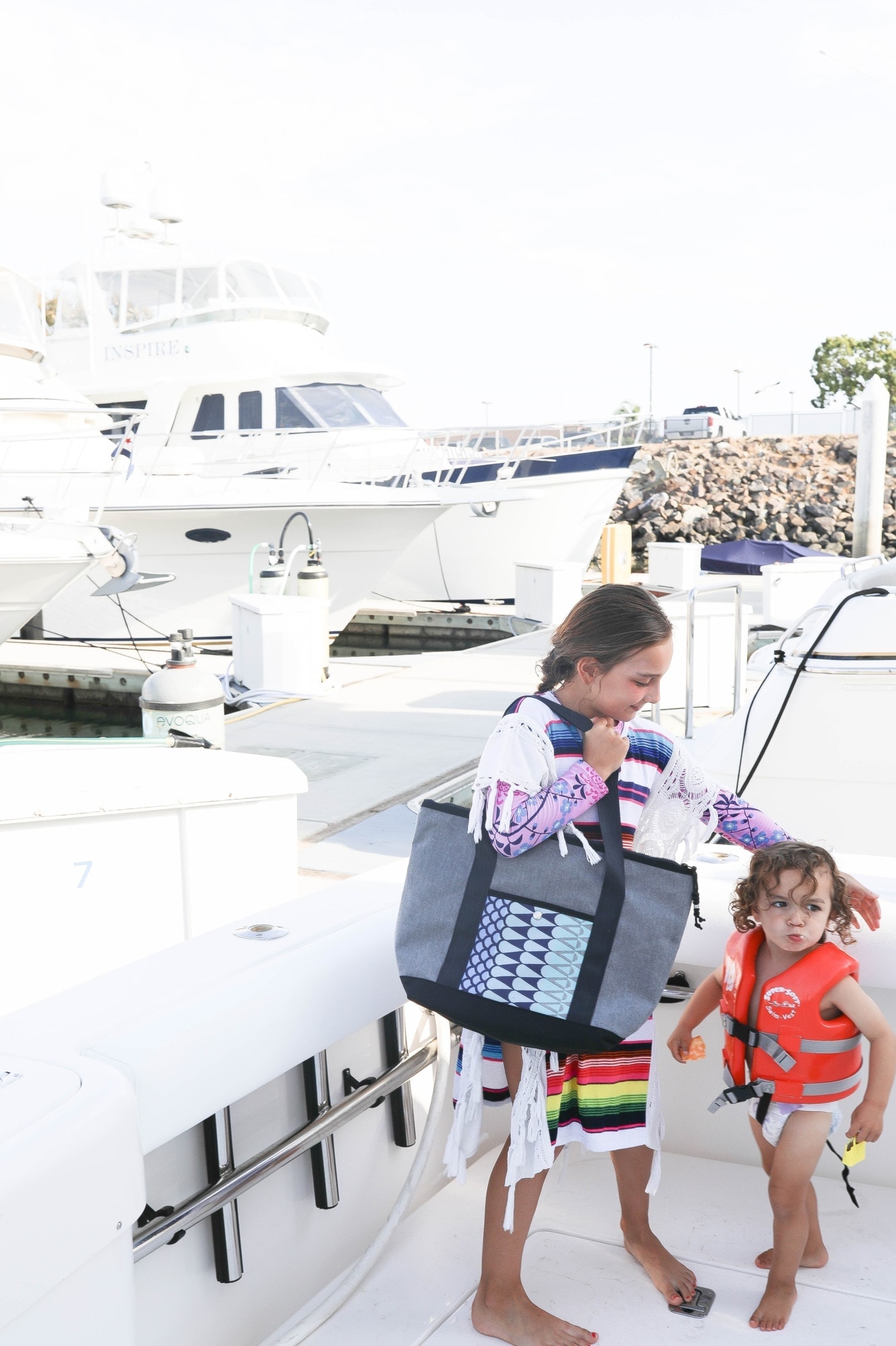 kids on boat