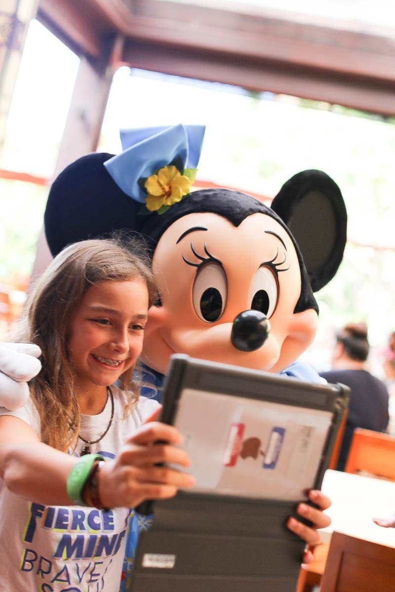 Minnie Mouse and girl selfie