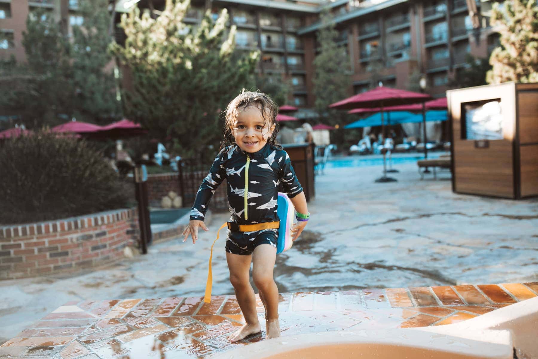 toddler at pool