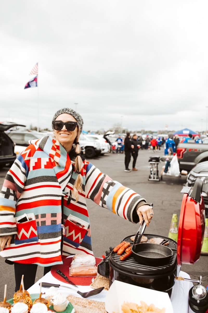 girl grilling hot-dogs 