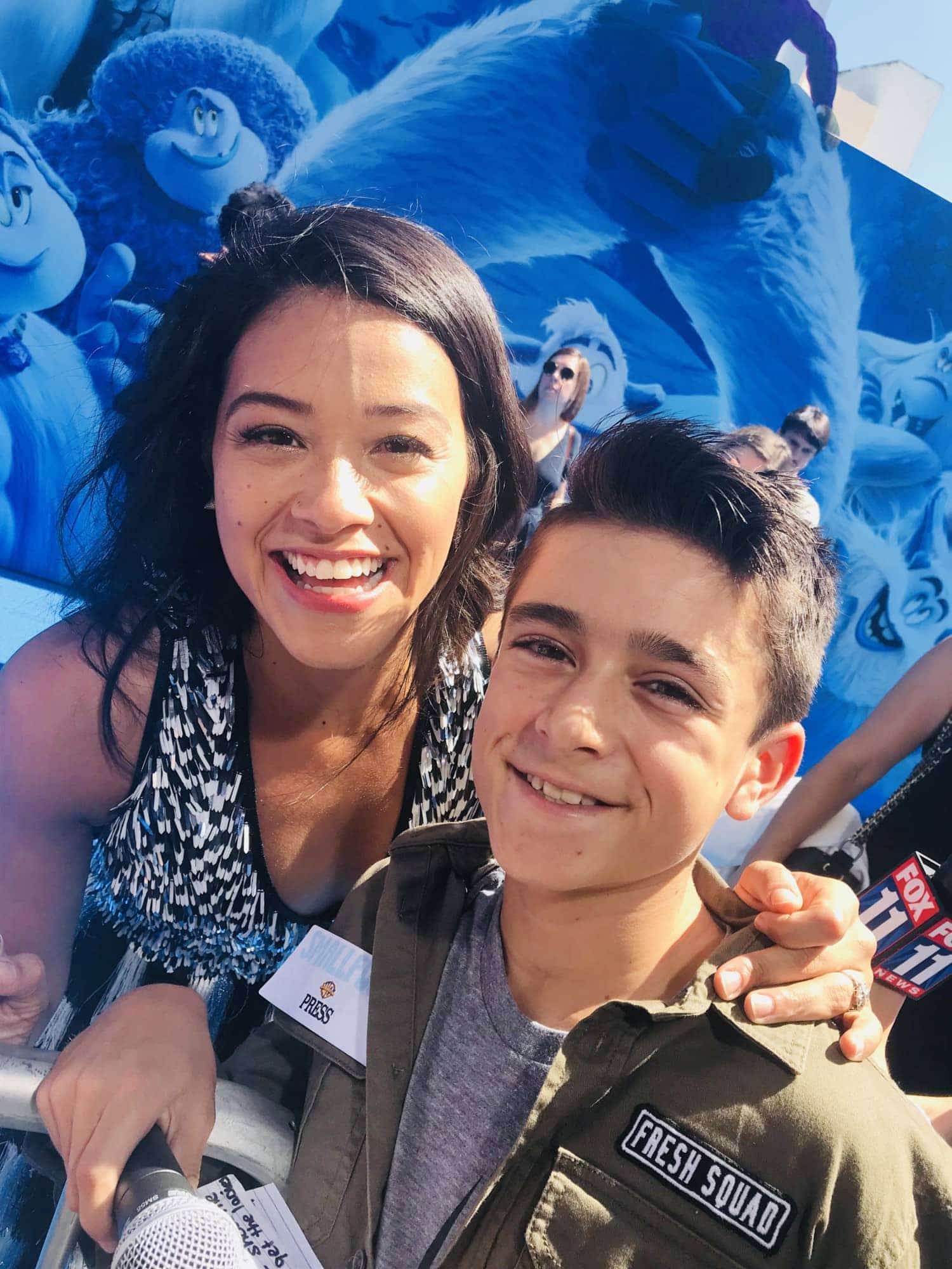 Gina Rodriguez on the red carpet of Smallfoot