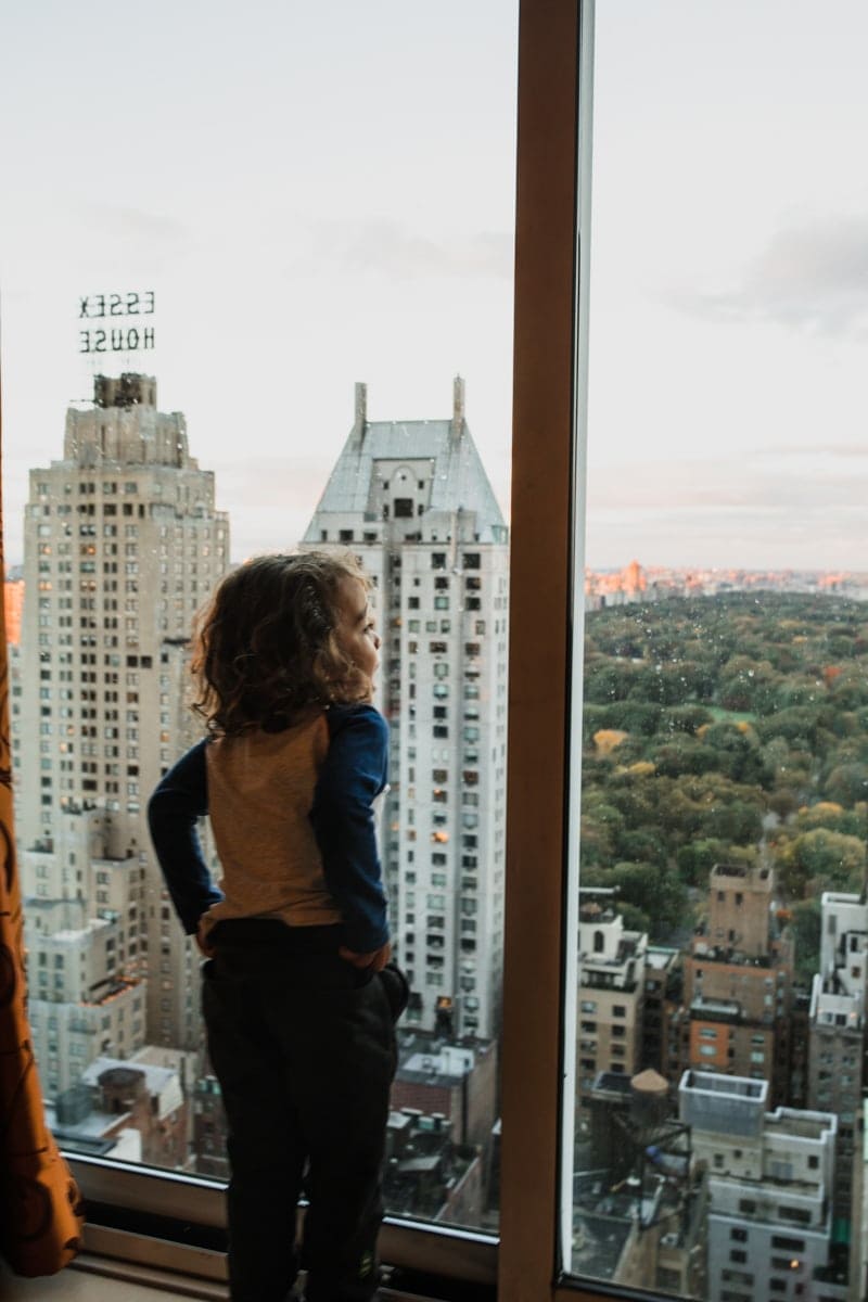 boy looking at view of Central Park