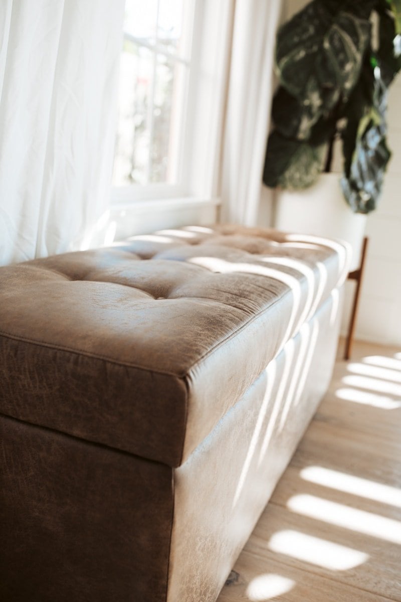 leather storage bench