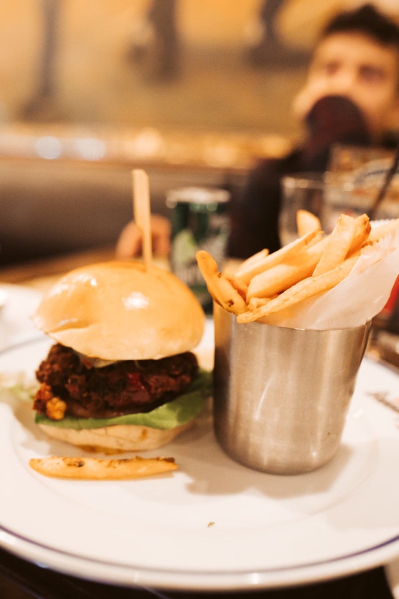 Hamburger and fries