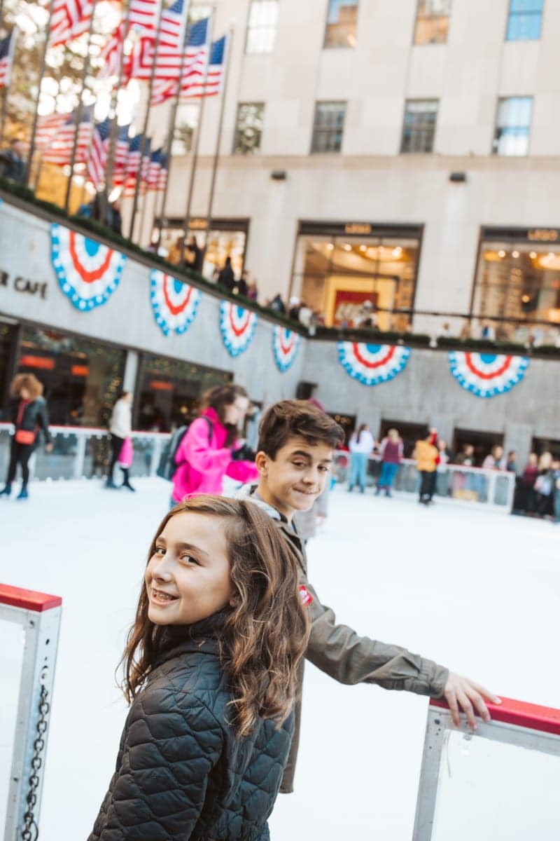 kids skating at rockefeller center