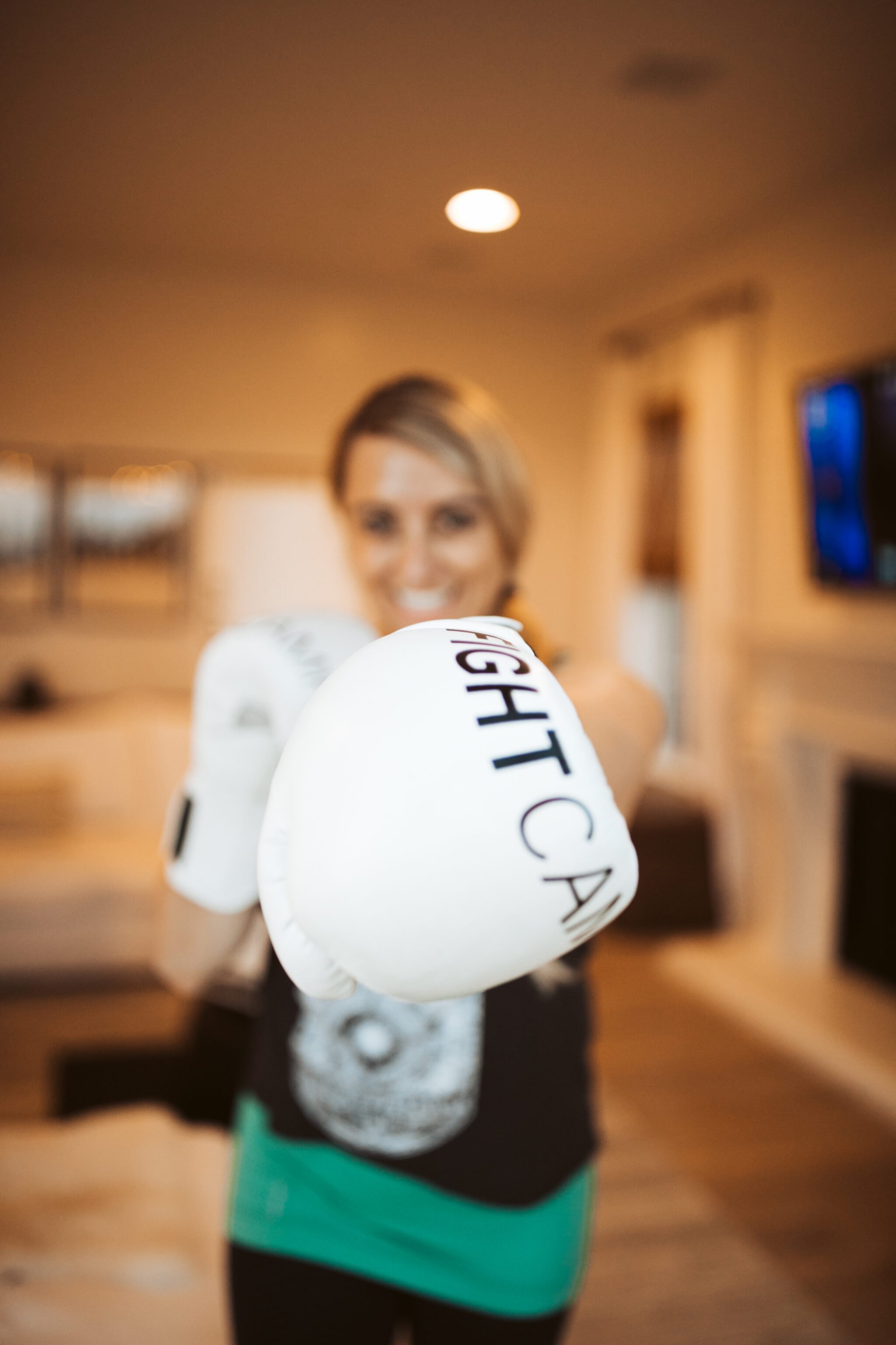 woman in boxing gloves