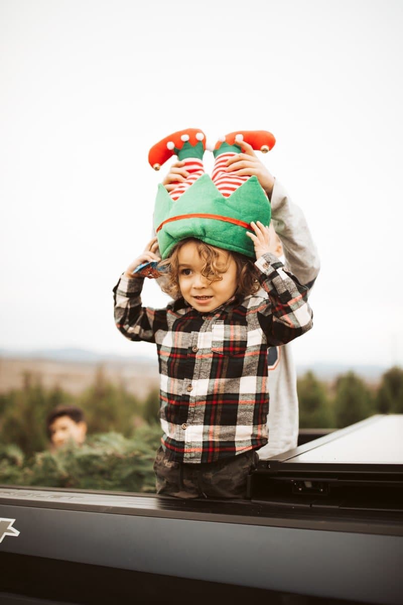 toddler with christmas hat