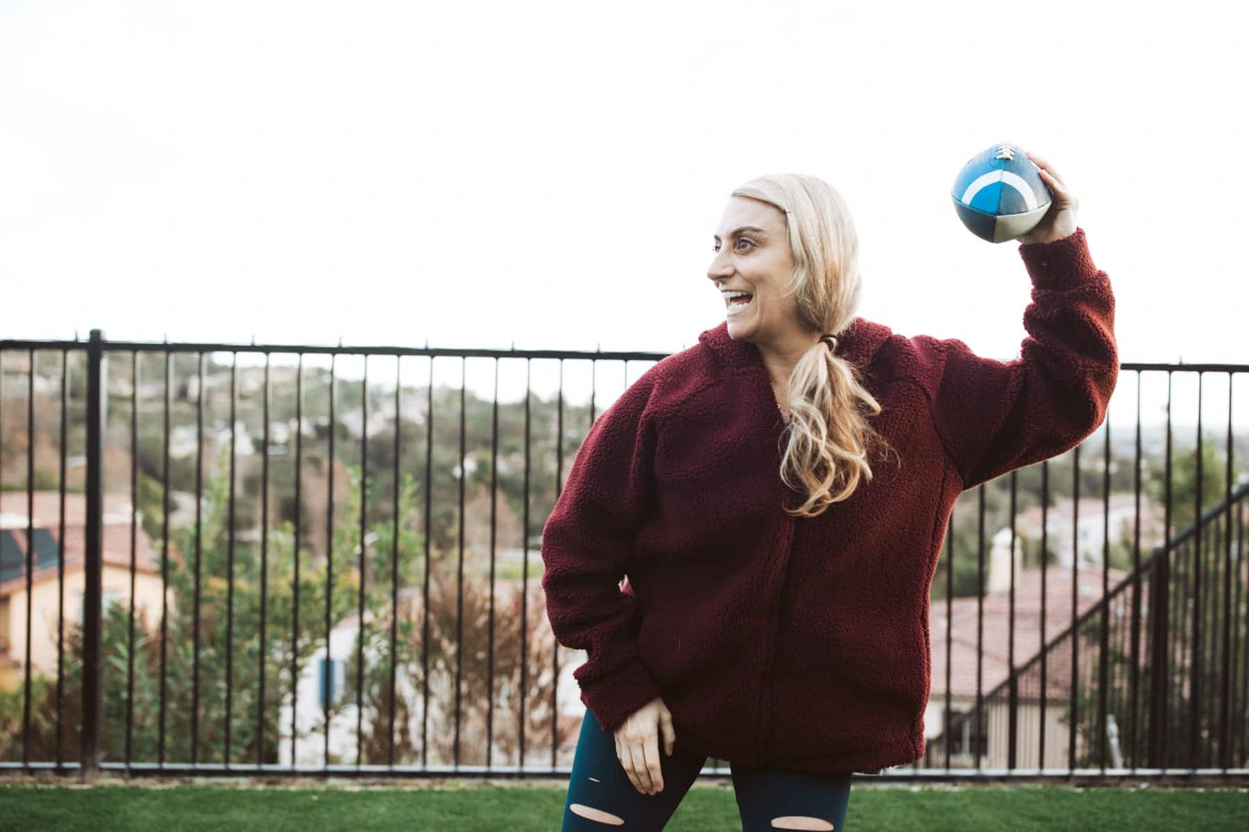 mom playing football