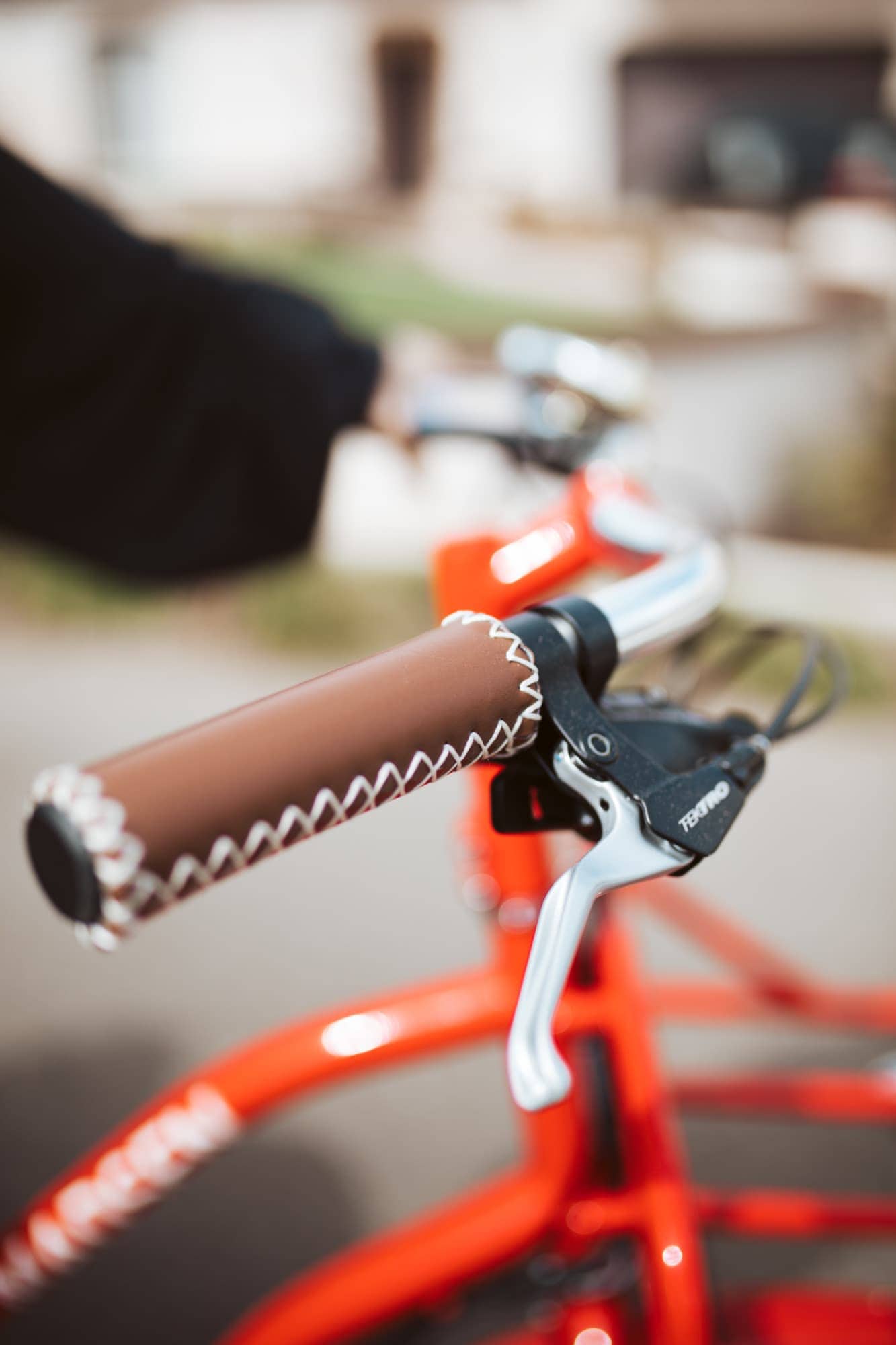 bike handlebars close up