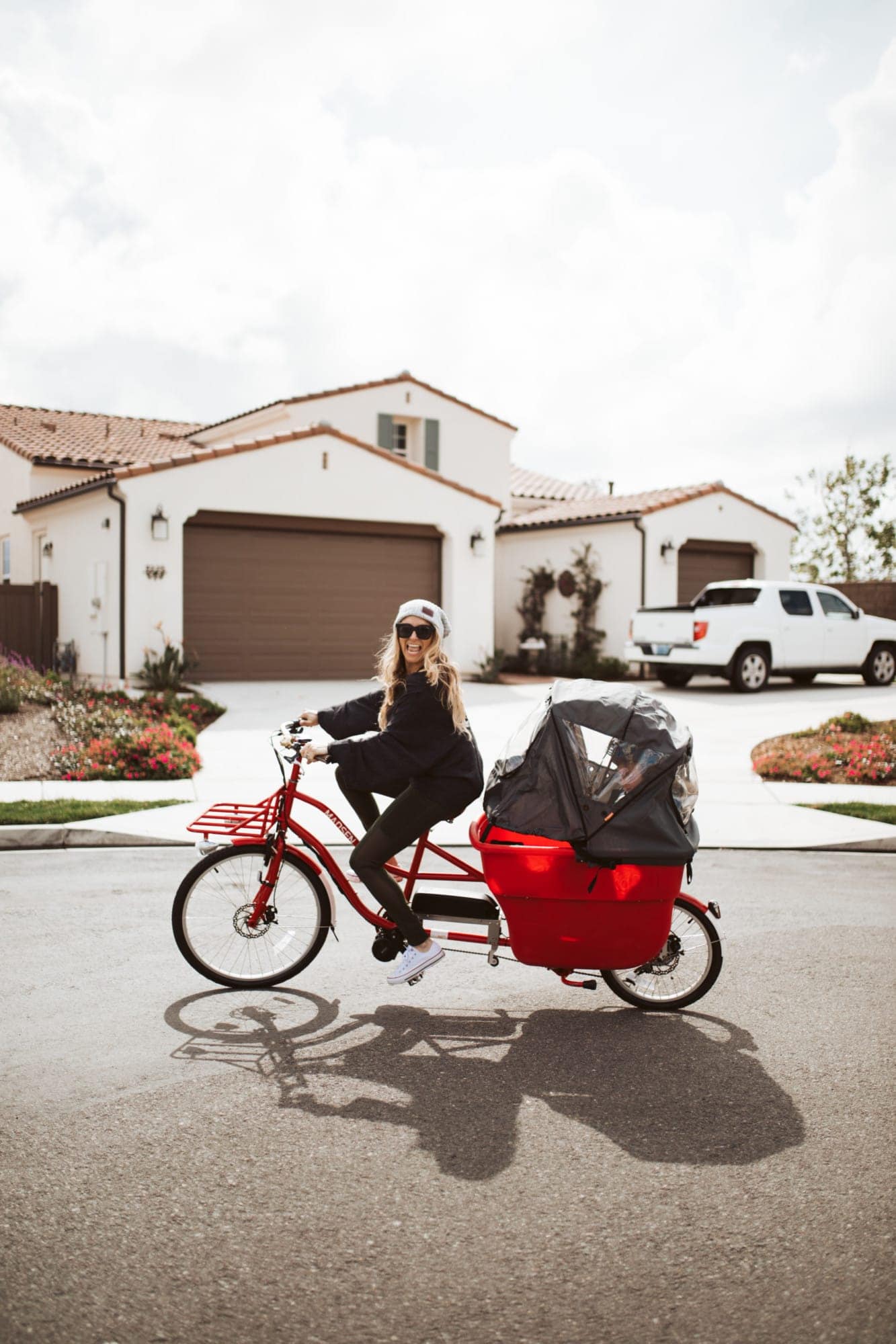 mom and child on bike 