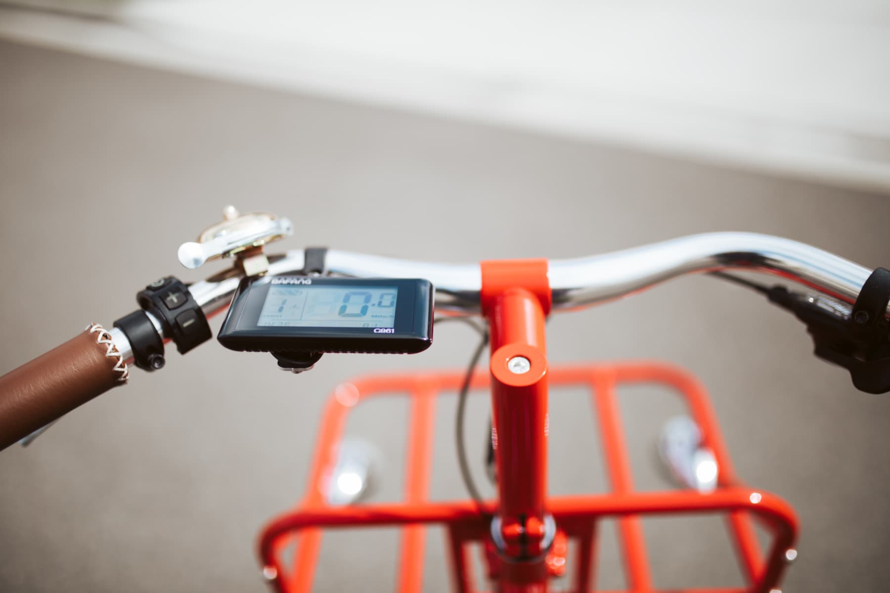 bike handlebars close up