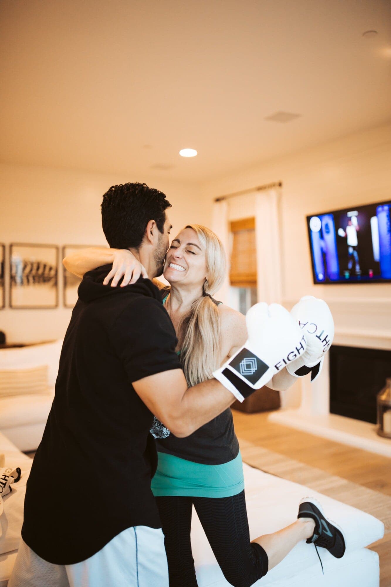 man and woman boxing