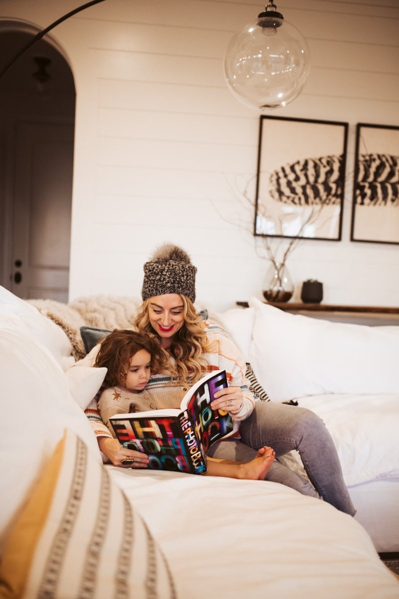 mom and son reading