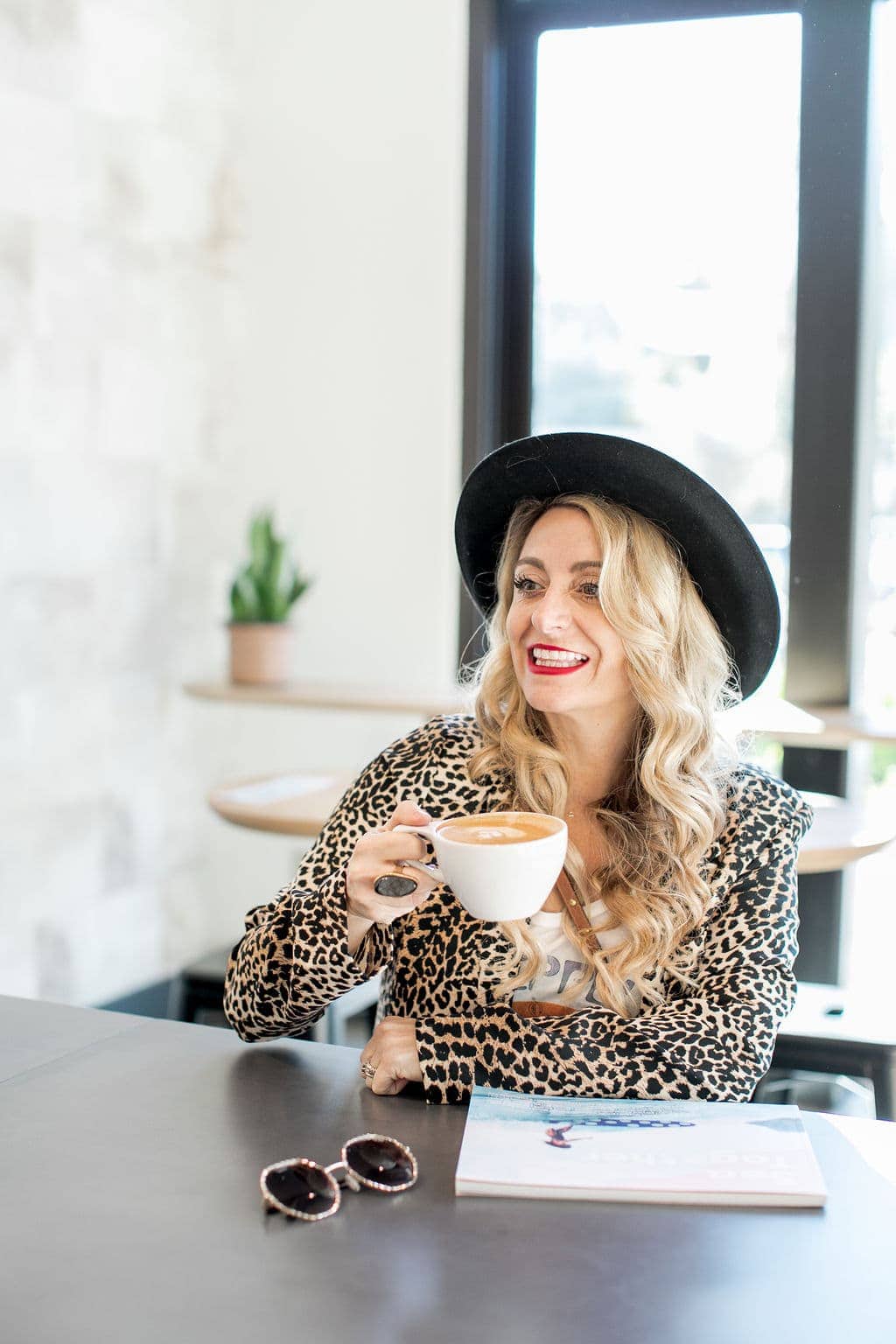 woman drinking coffee