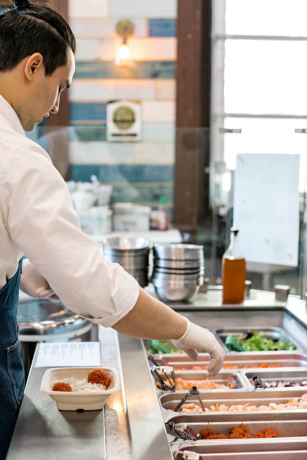 man making food