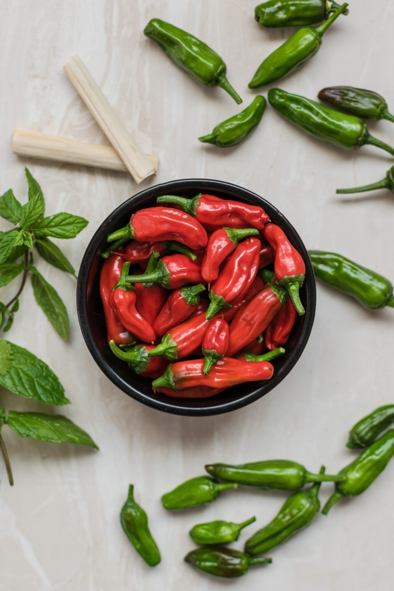 peppers and basil