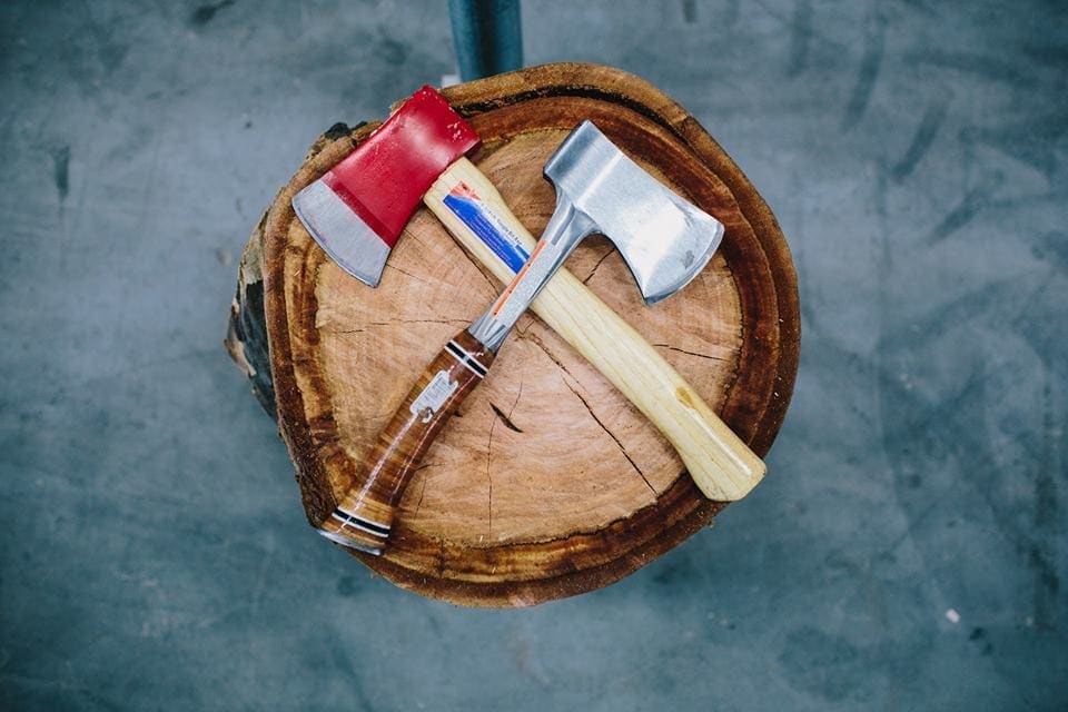 axes on wood