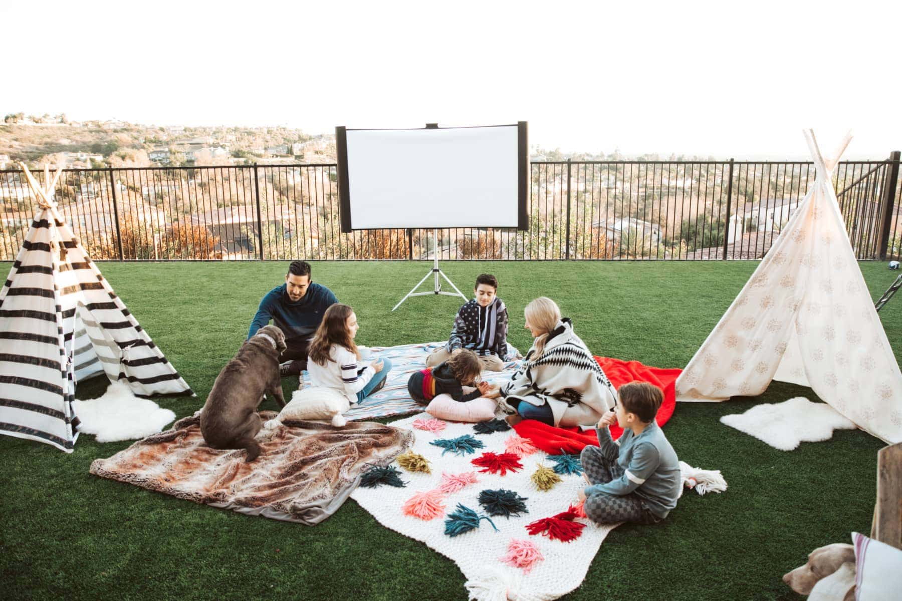 family in backyard