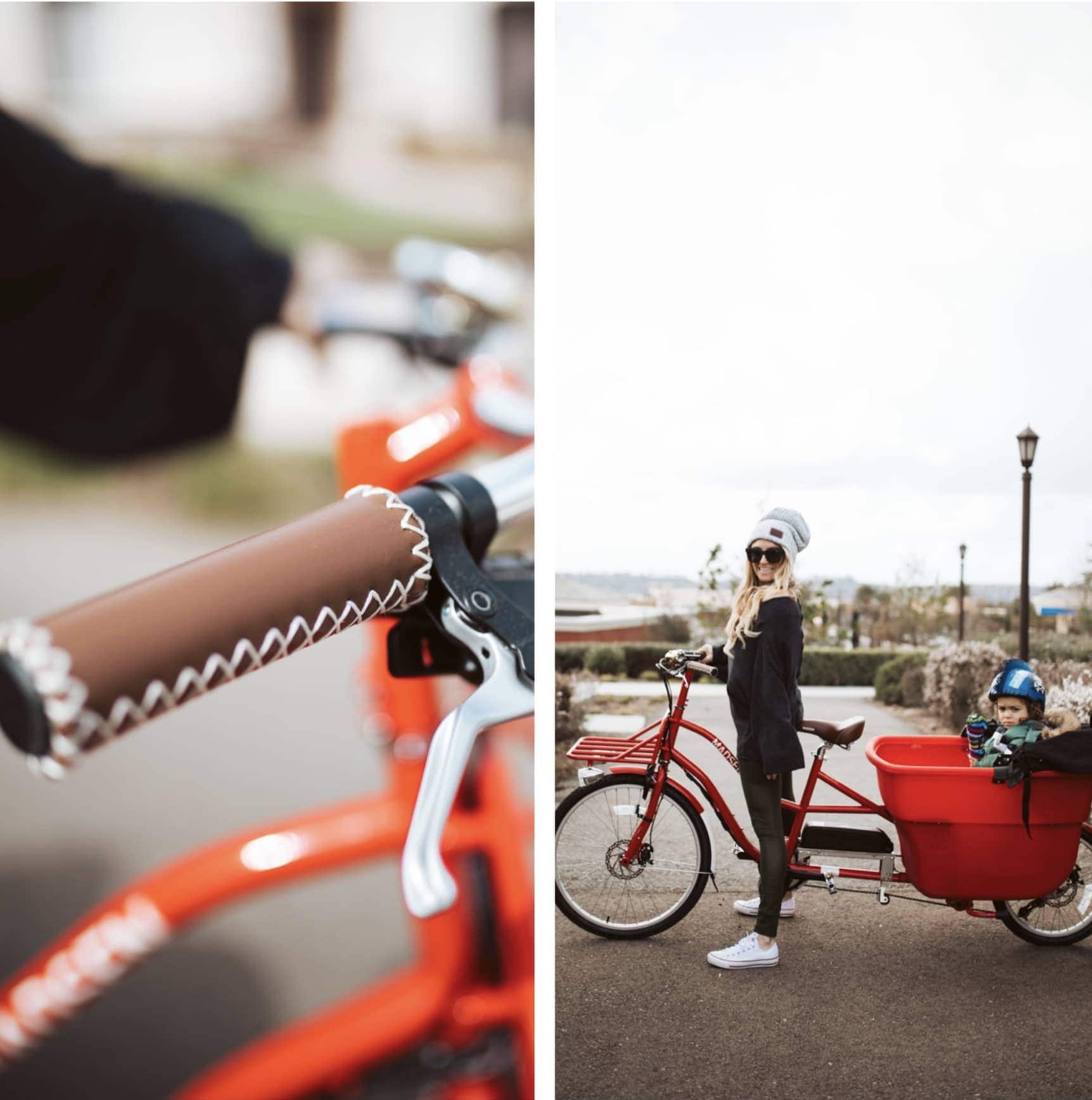 mom and child on bike