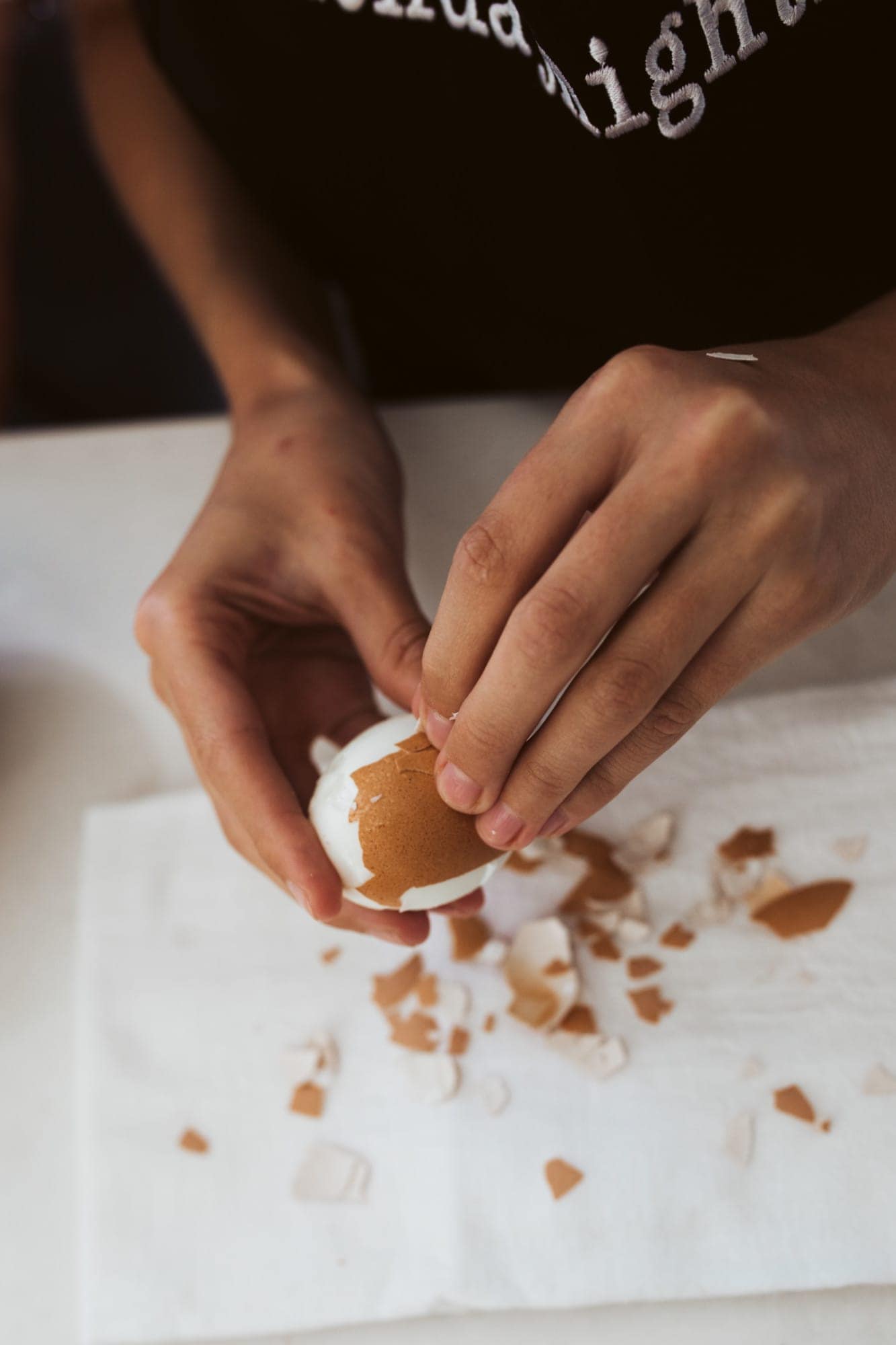 peeling an egg