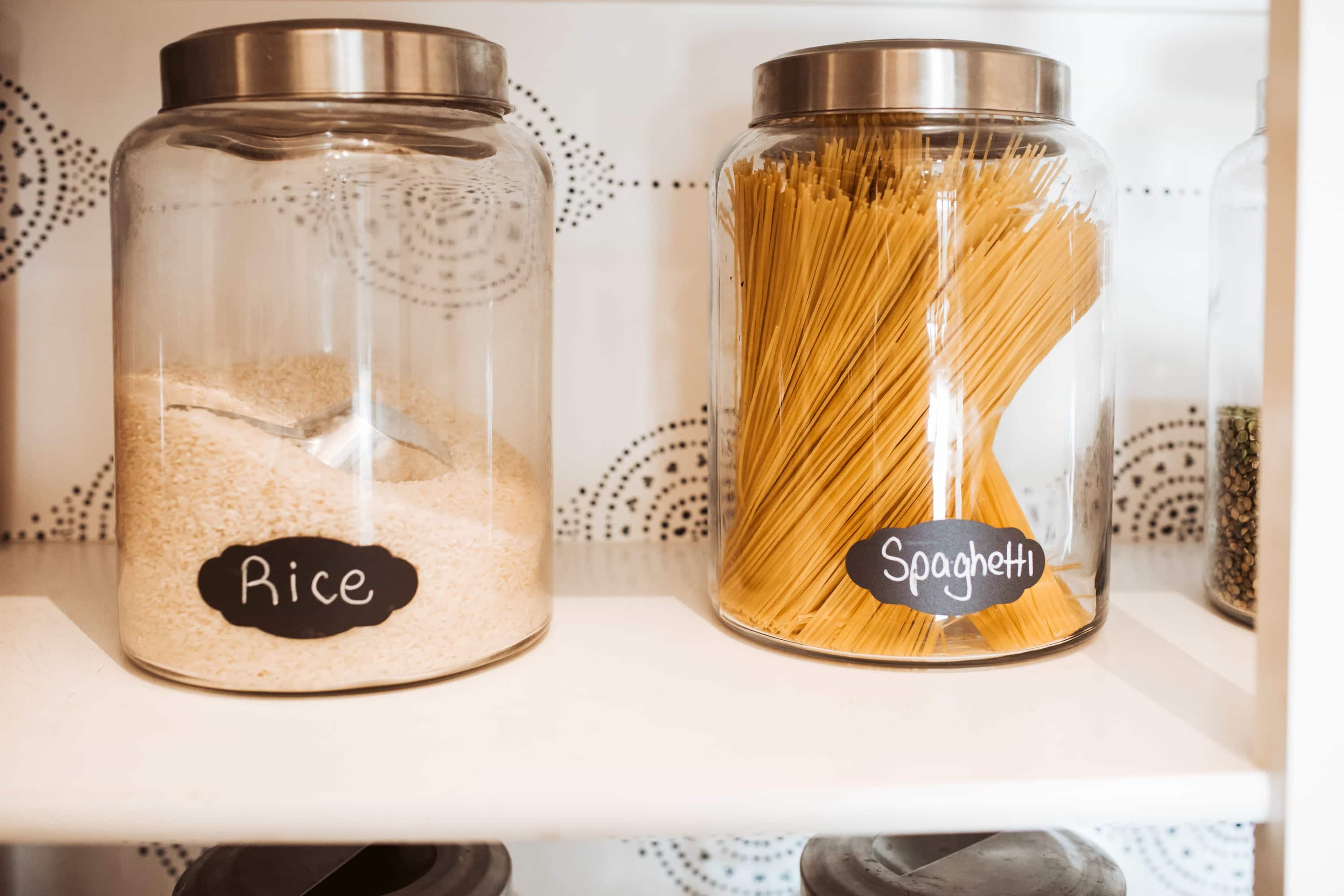 food in jars with labels