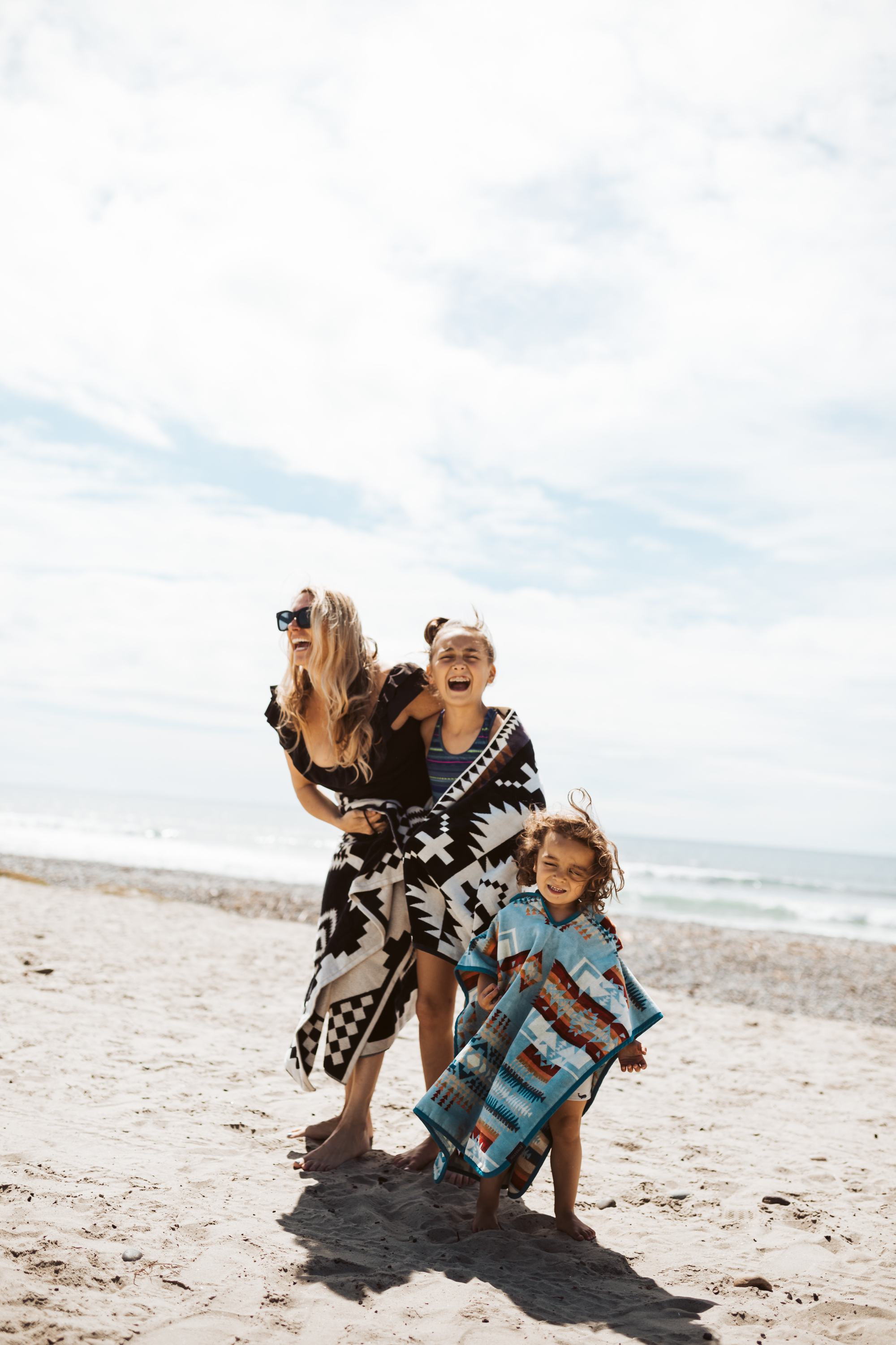 family on beach