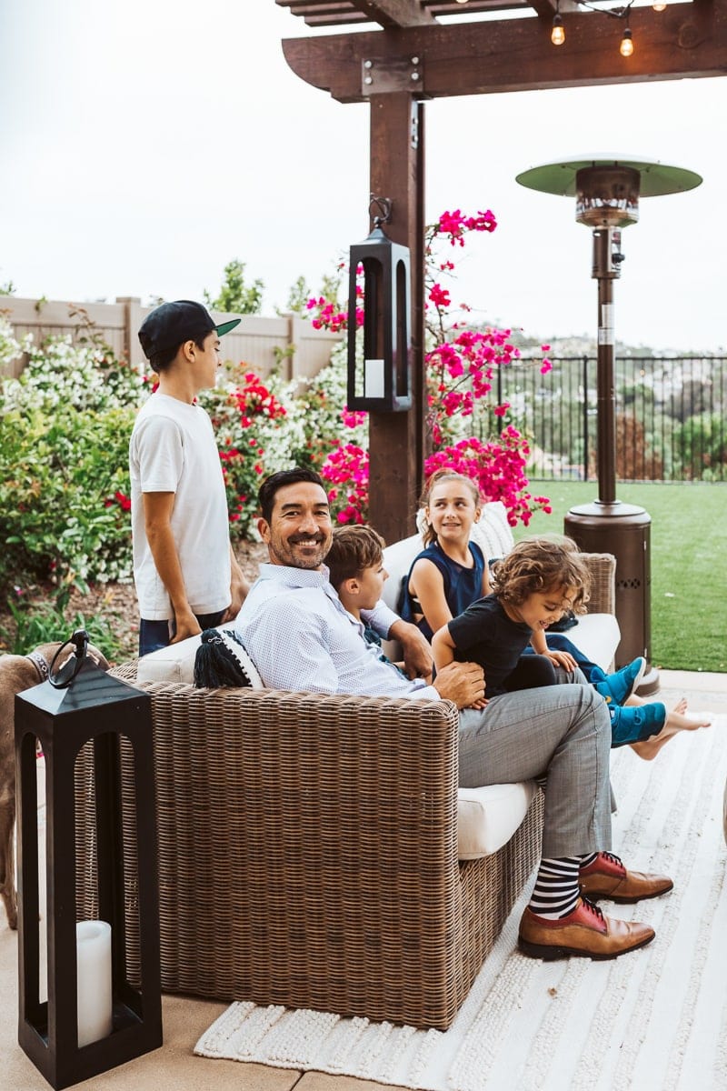 family out on patio