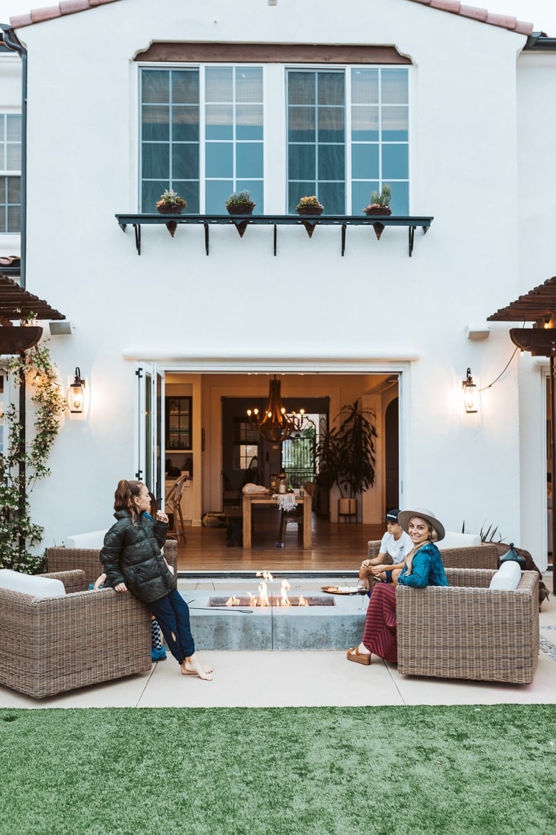 family in backyard